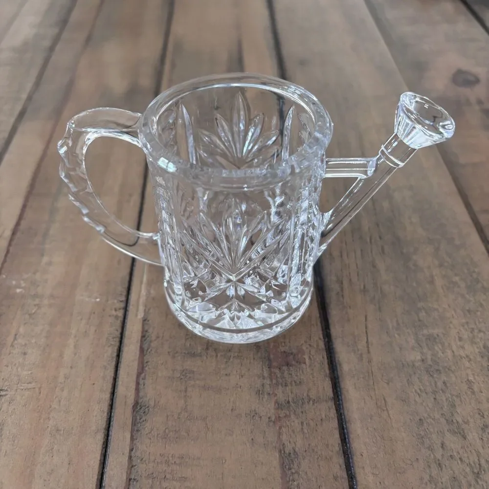 Vintage 3” Decorative Clear Crystal Glass Watering Can Vase Trinket Holder